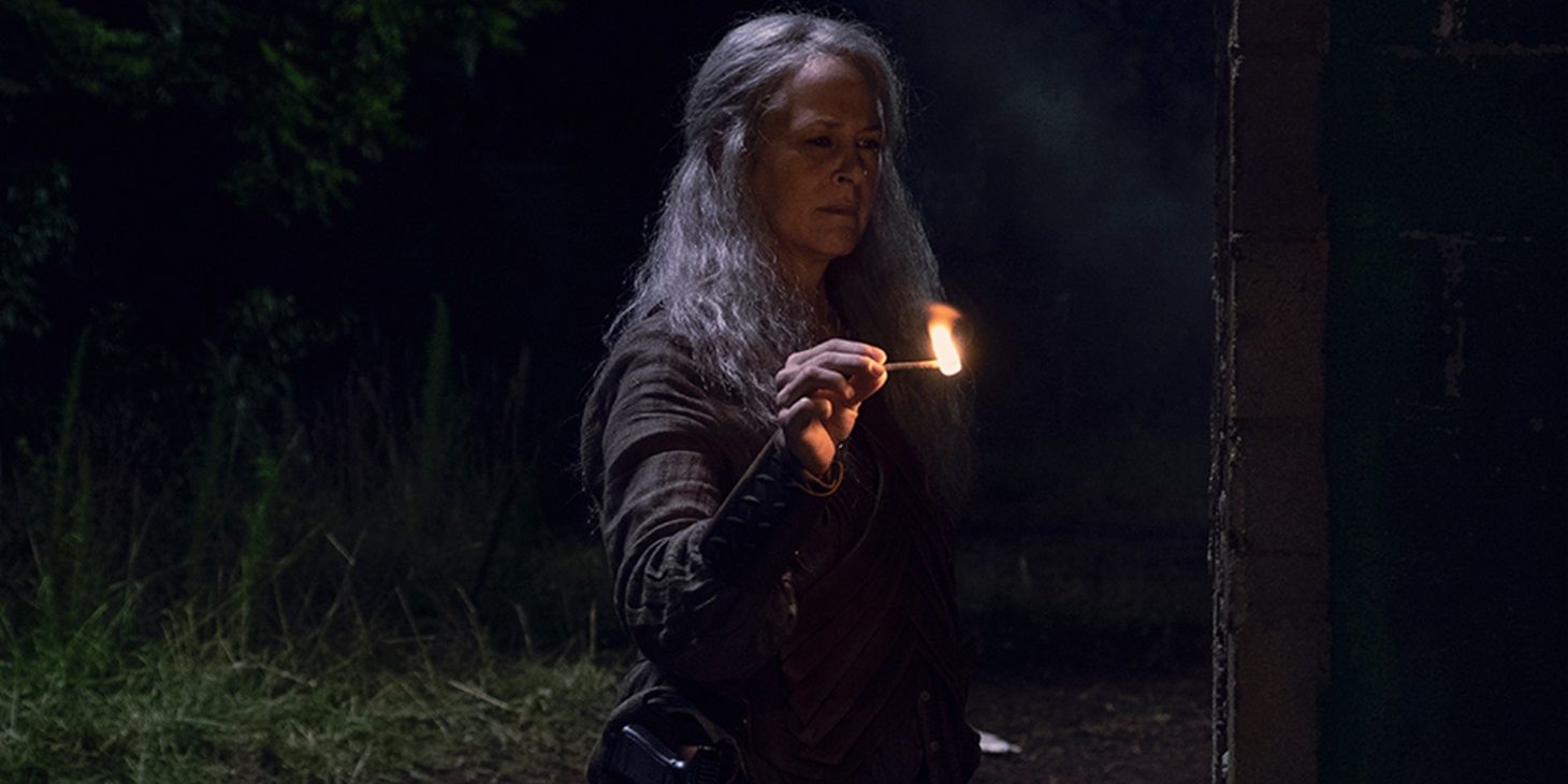 Carol holding a lit match in The Walking Dead