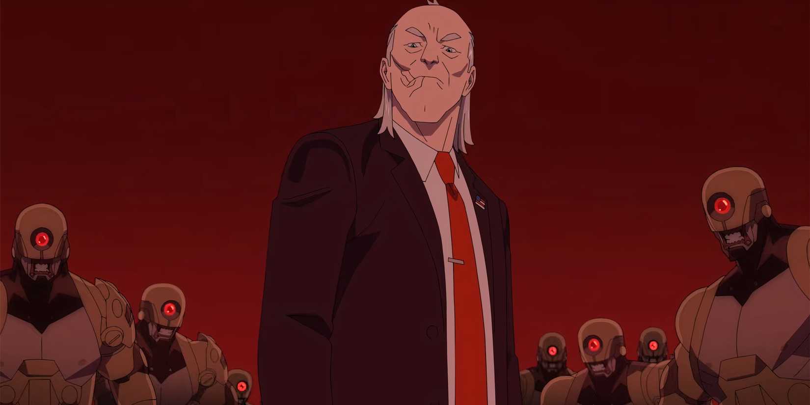Cecil being surrounded by Sinclair's robots in Invincible season 3