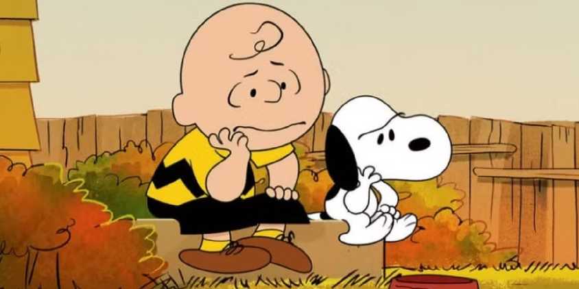 charlie brown and snoopy looking sad