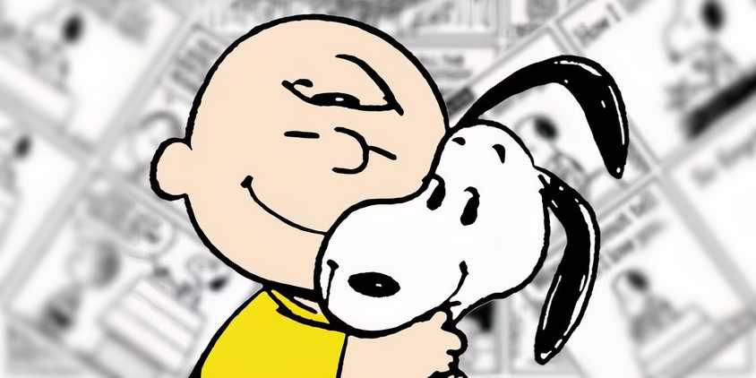 charlie brown hugging snoopy