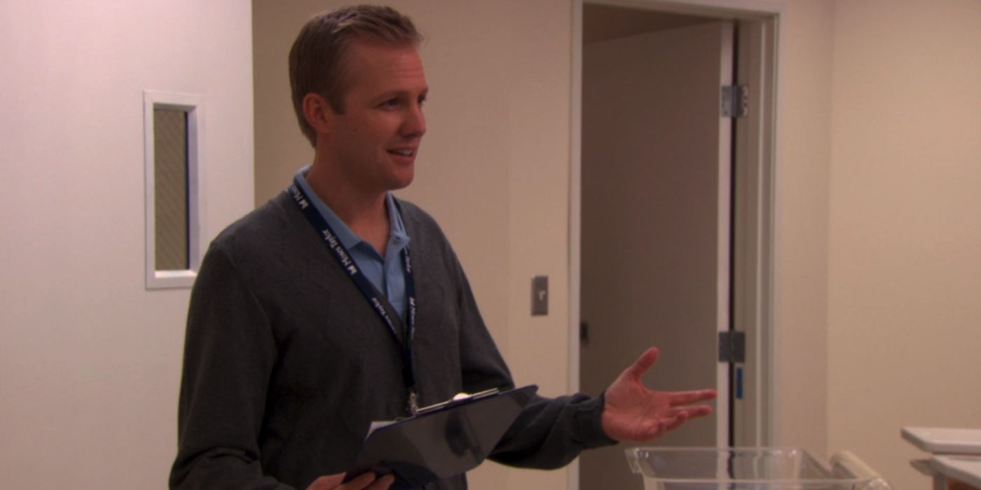 Clark (Lee Kirk) walking into the hospital room in The Office.