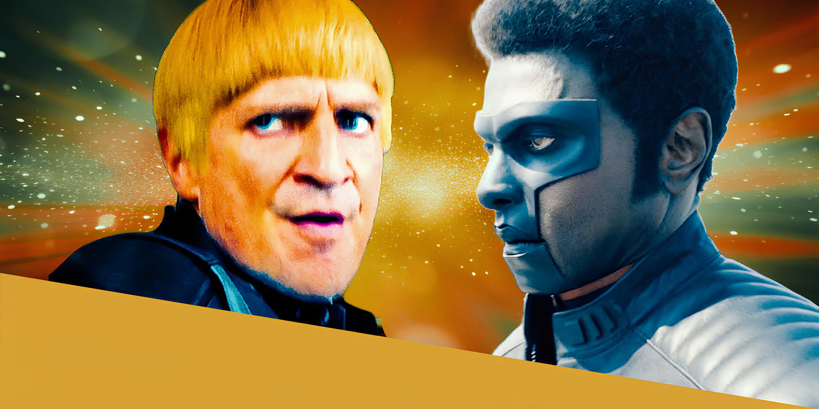 Closeups of Guy Gardner and Mister Terrific from the Superman trailer