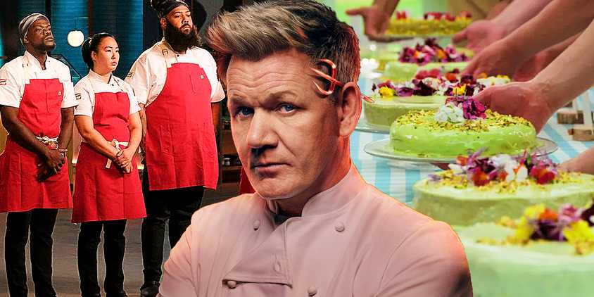 Collage of Top Chef, Hell's Kitchen, and The Great British Baking Show.