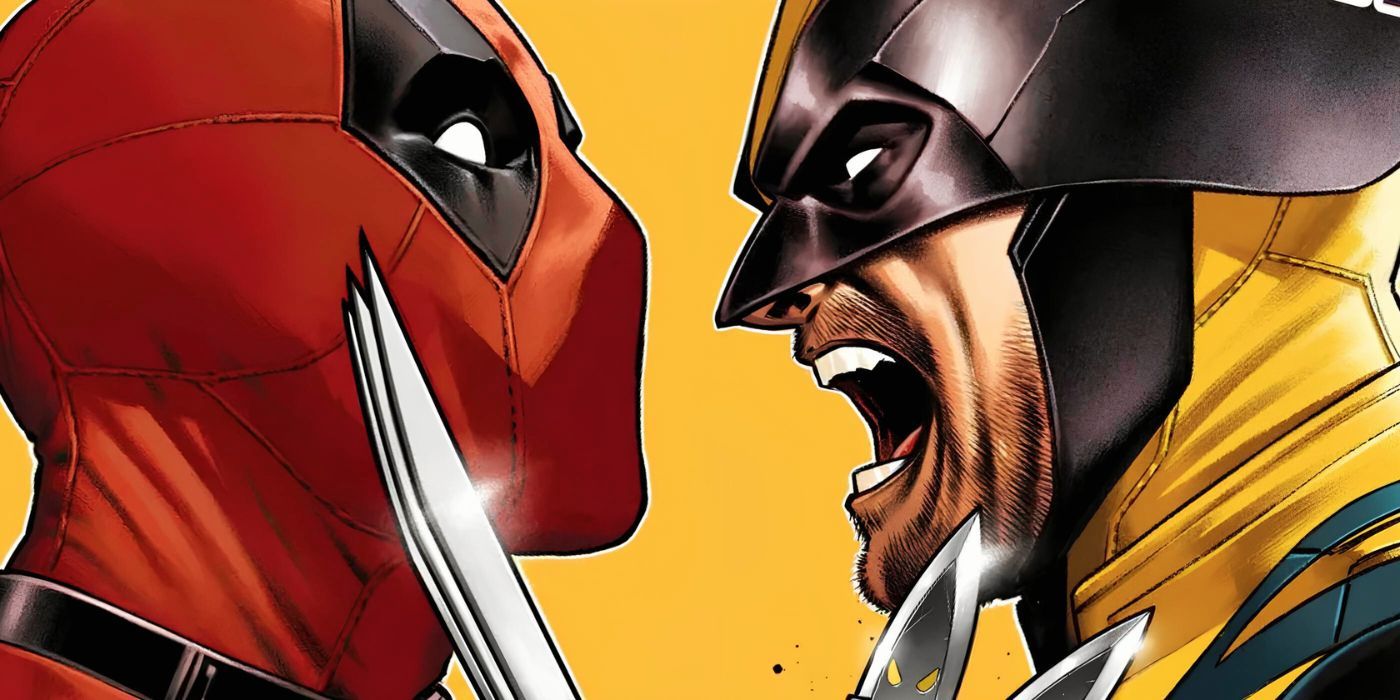 Comic book art: Deadpool and Wolverine face off.