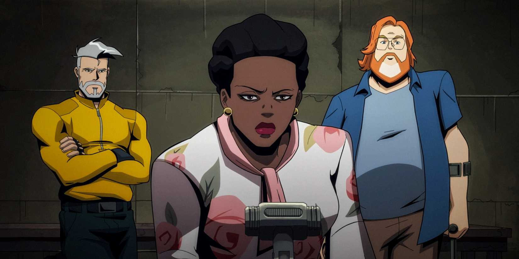 Rick Flag Sr., Amanda Waller, and Economos interrogating Circe in Creature Commandos Season 1 Ep 4