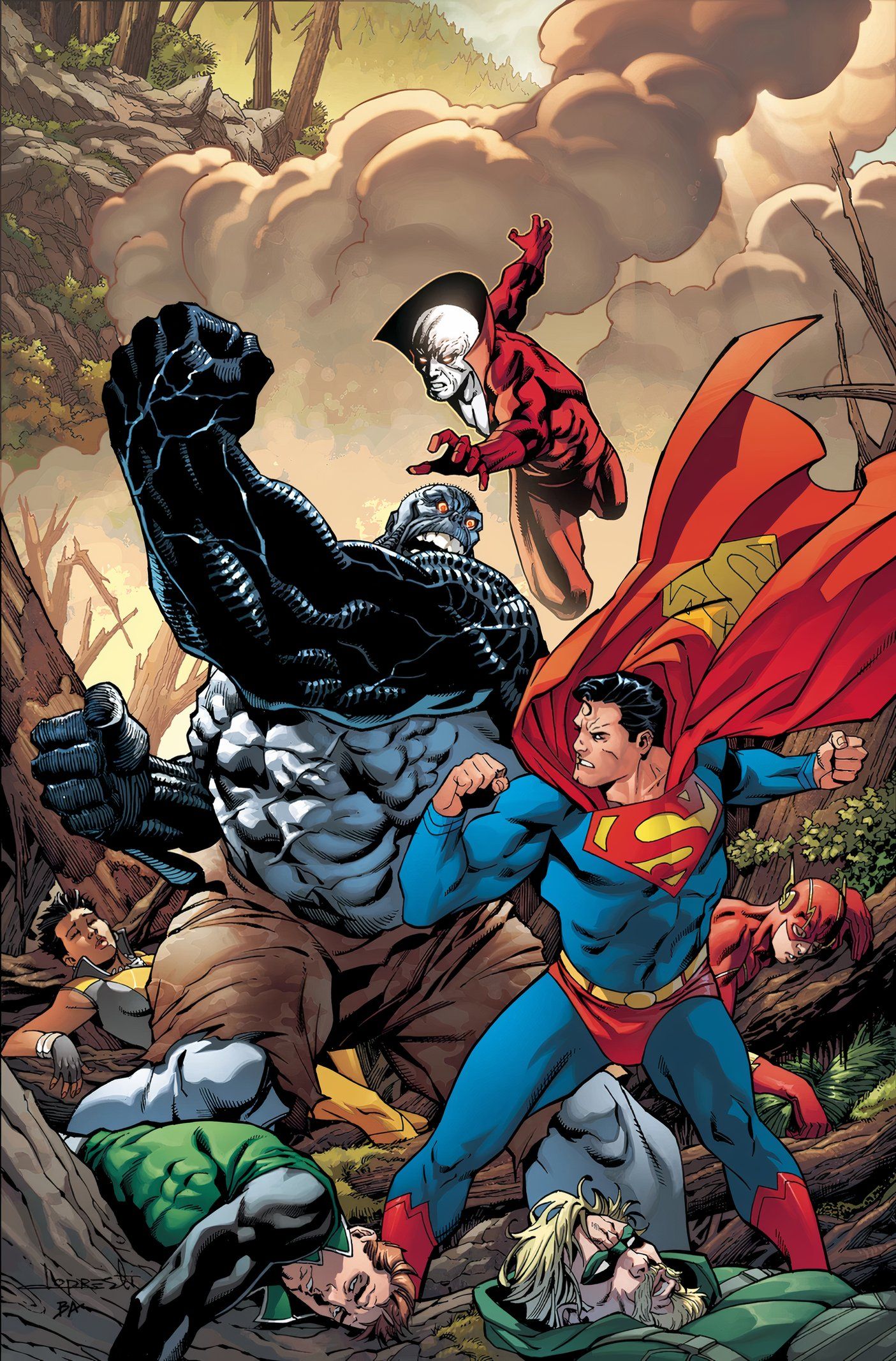 Comic book cover: Damage Takes On The Justice League