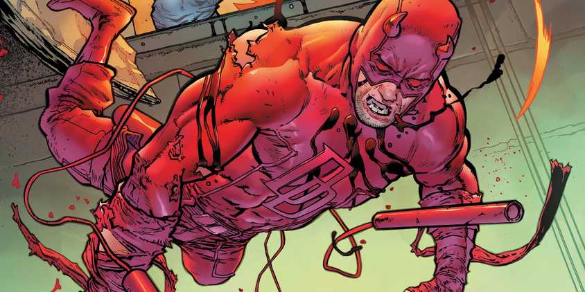 Daredevil Beaten Up Bloody and Falling Down Marvel