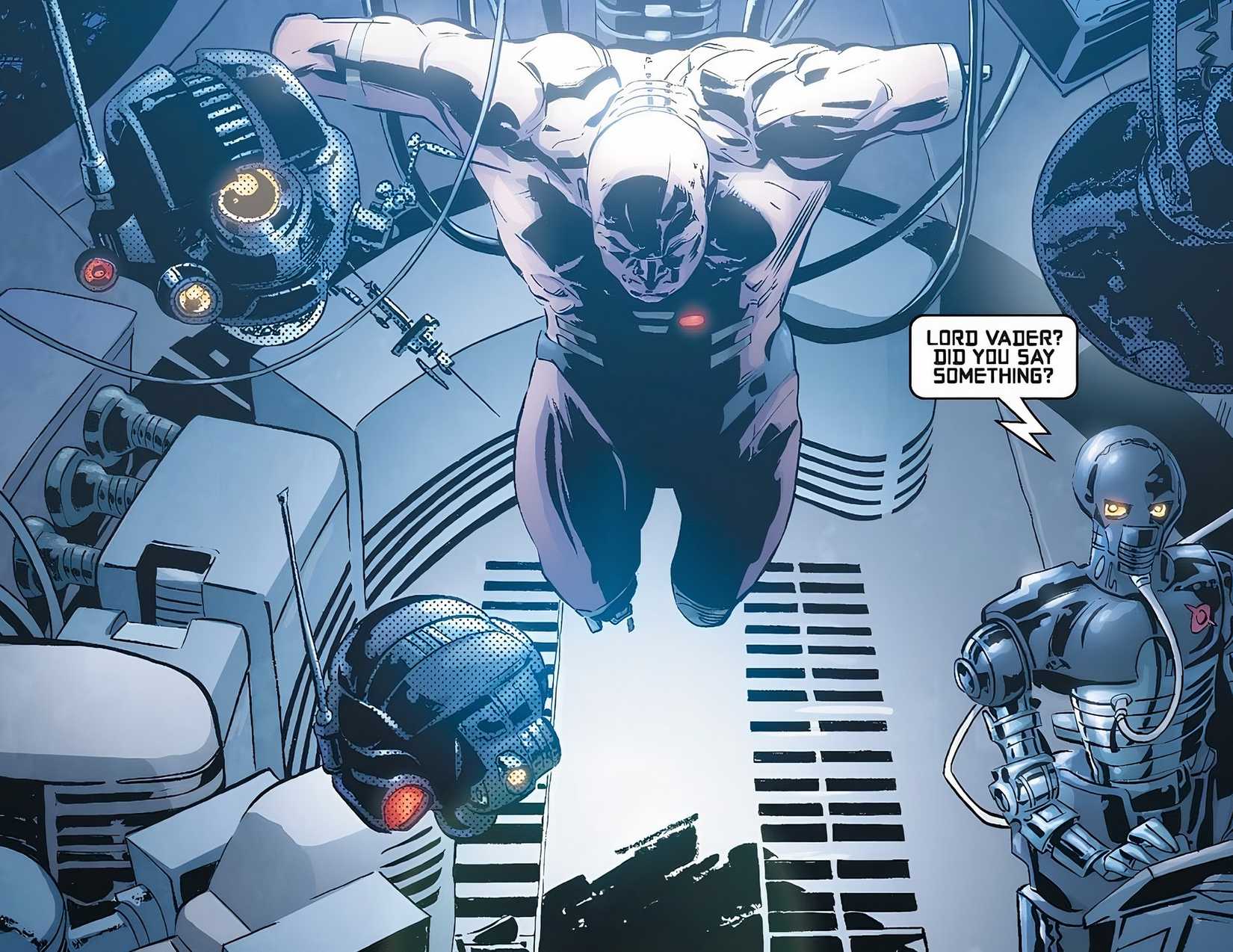 Darth Vader has his cybernetic parts removed for maintenance