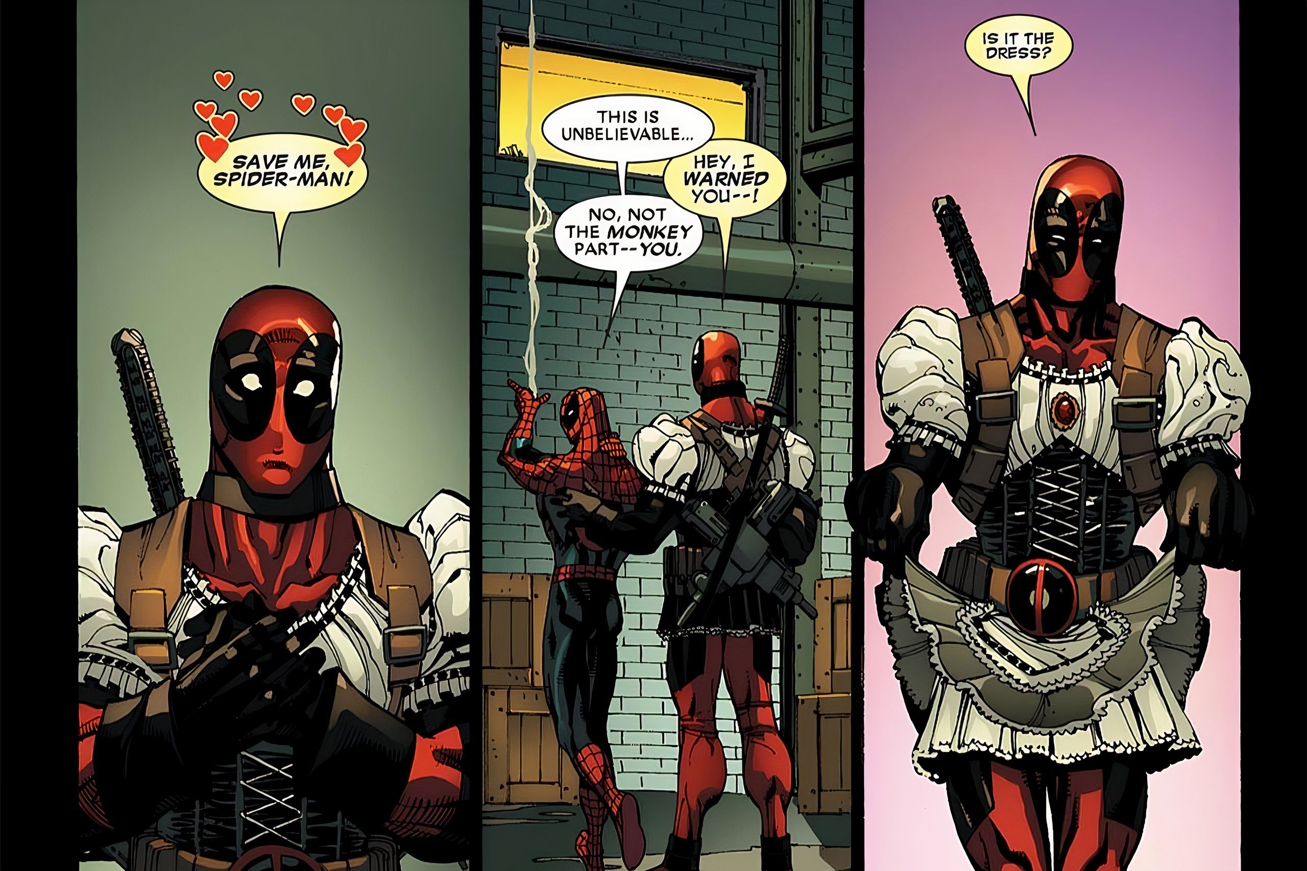 Deadpool dresses like a maid to fight Hit Monkey