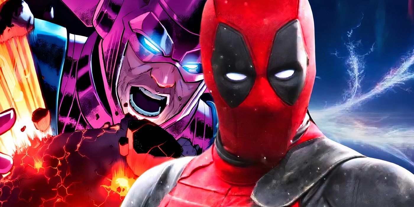 MCU&rsquo;s Deadpool with an injured Galactus behind him.