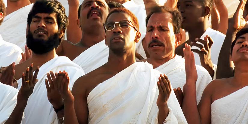 Denzel Washington as Malcolm X praying at Mecca in Malcolm X