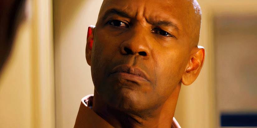 Denzel Washington looking confused as Robert McCall in The Equalizer