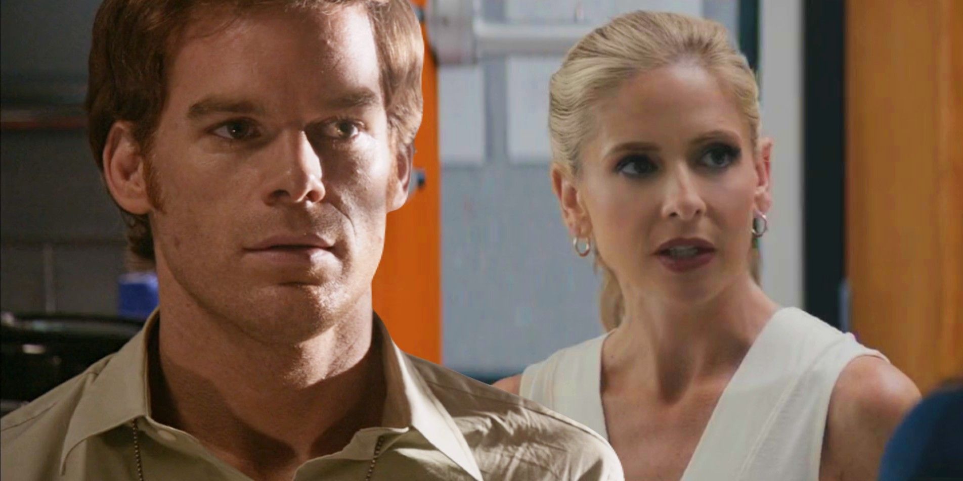 Dexter Morgan (Michael C. Hall) en Dexter y Tanya Martin (Sarah Michelle Gellar) en Dexter: Original Sin