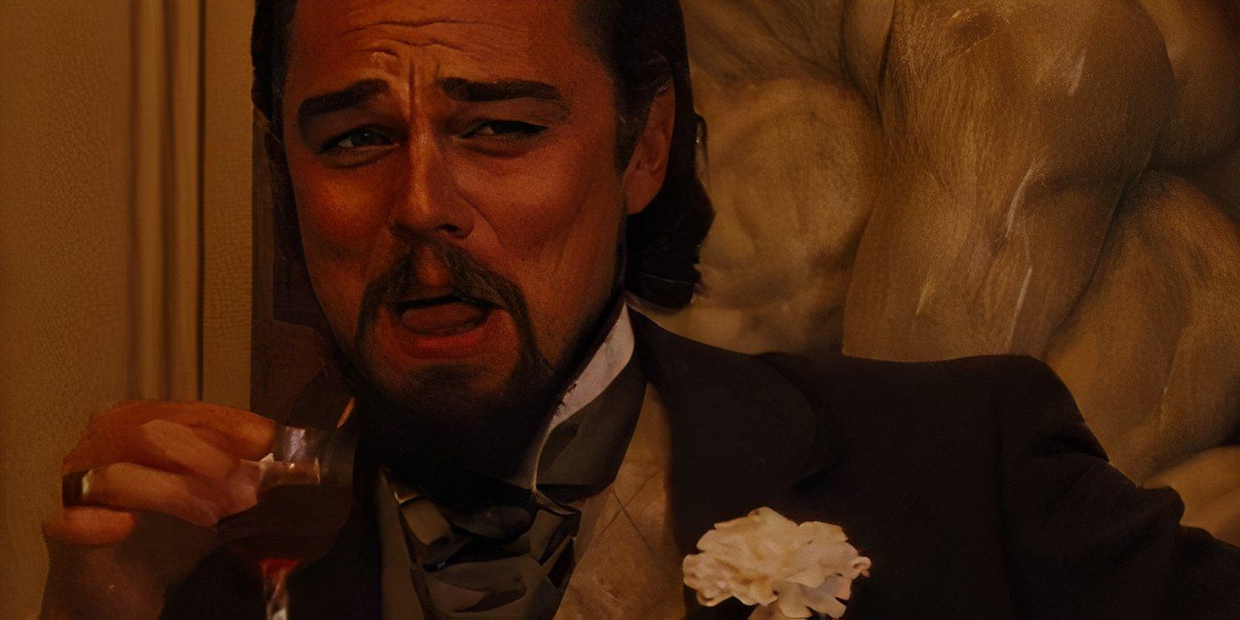 Leonardo DiCaprio laughing in Django Unchained