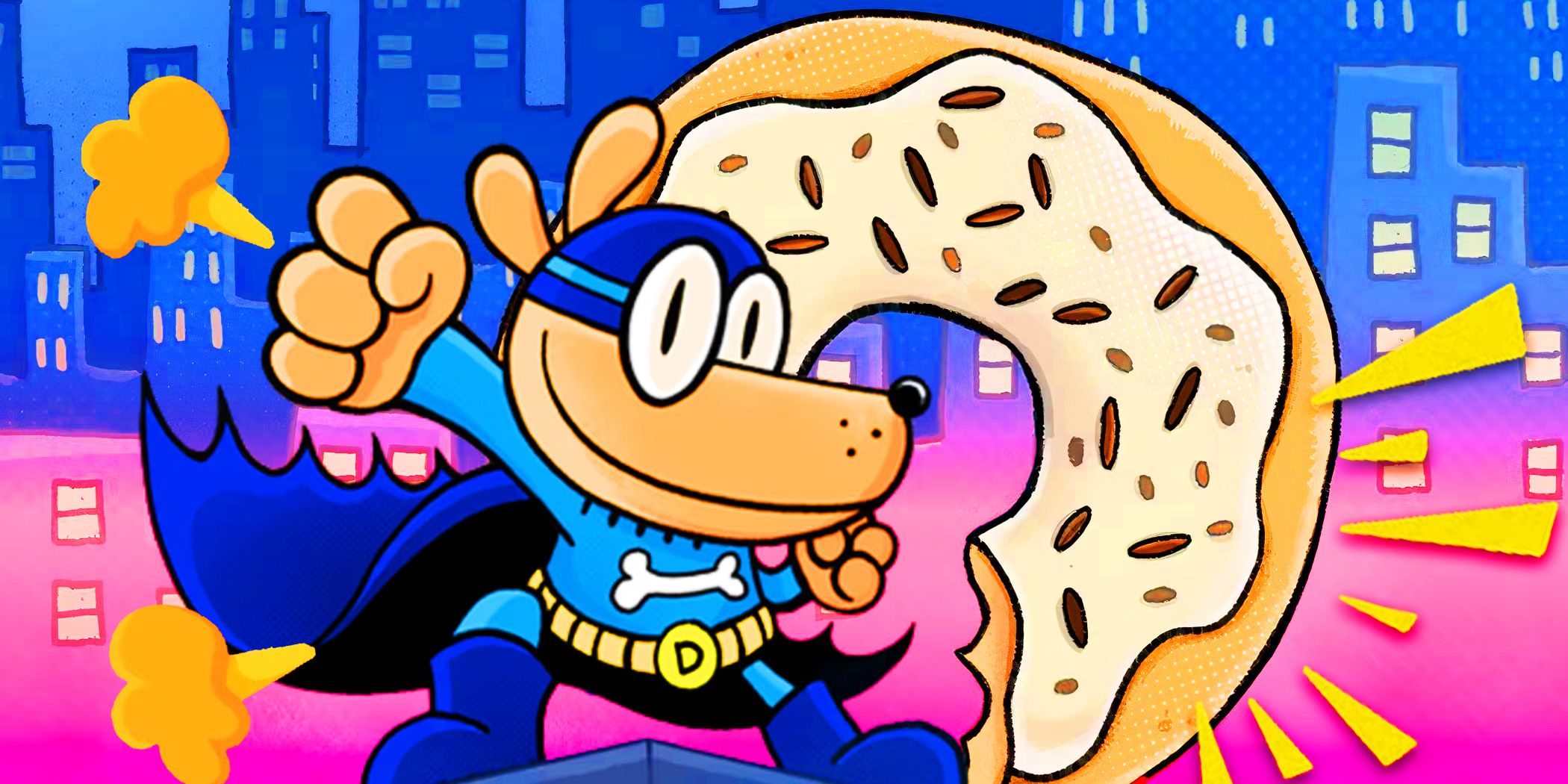 Dog Man Mission Impawsible character with a donut