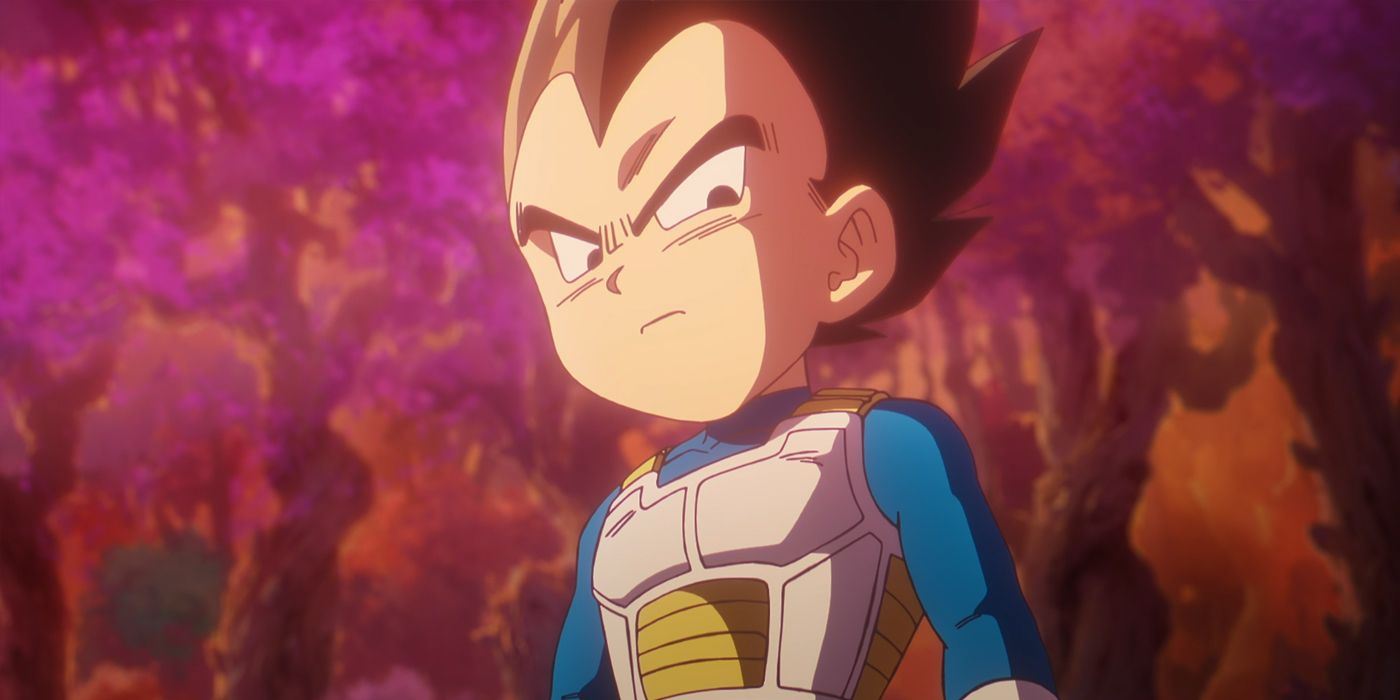 Vegeta faz uma pose após derrotar um grupo de rufiões.