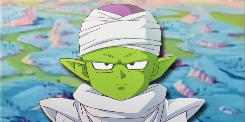 Daima's mini Piccolo in front of the Namekian landscape.