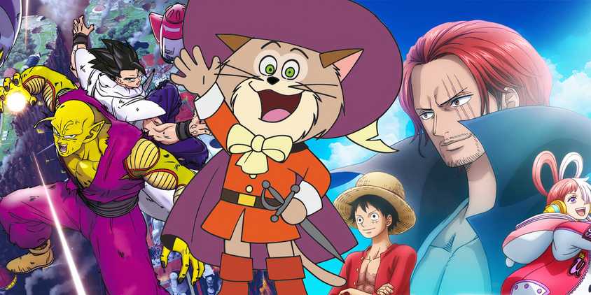 Feature header showing the Toei Animation mascot against the posters for Super Hero and Red