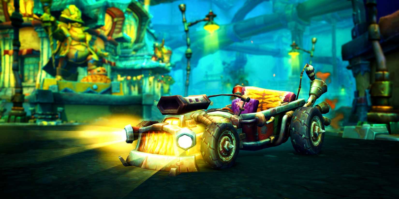 D.R.I.V.E mount on a Undermine city street in WoW