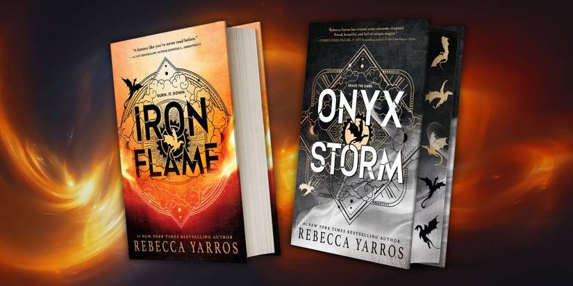 Iron Flame and Onyx Storm book covers