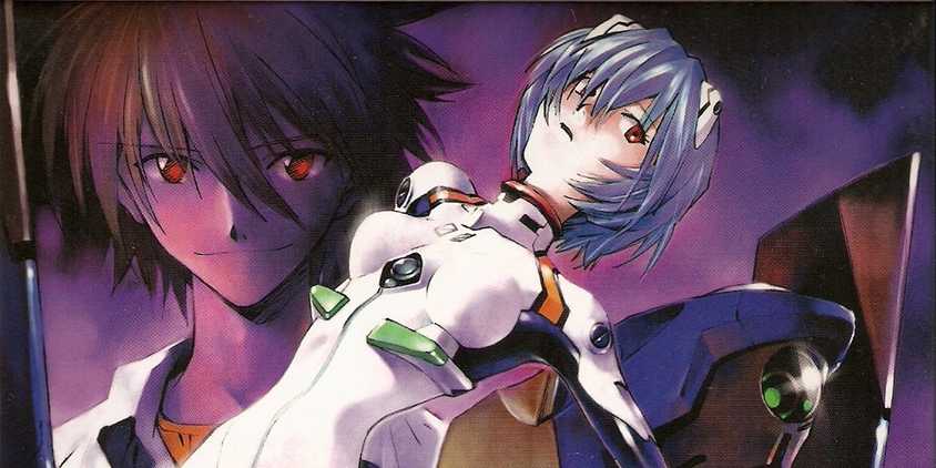 Rei falling backwards in front of Kaworu and Unit 00