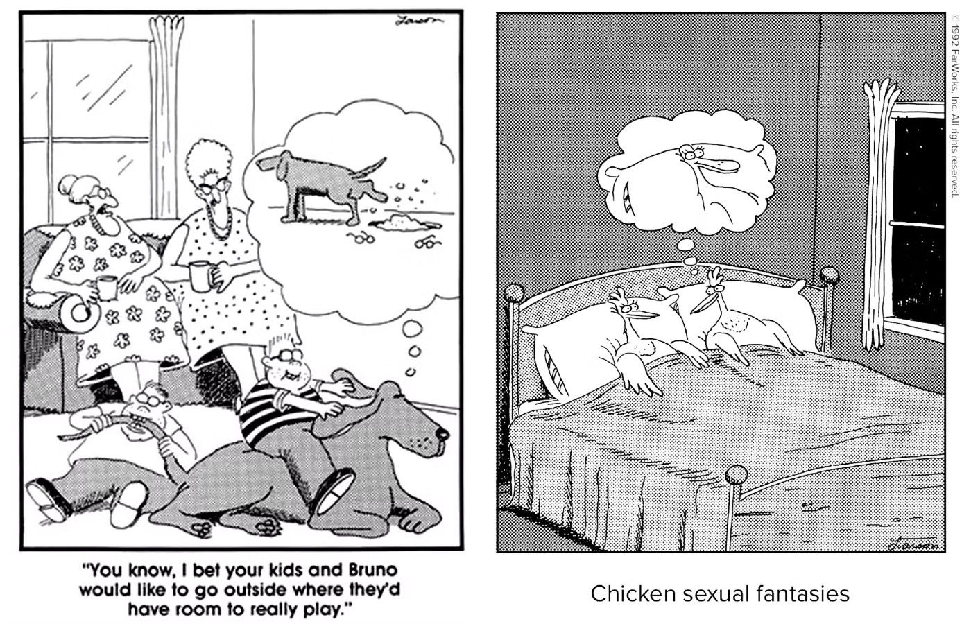 far side characters imagining fantasies