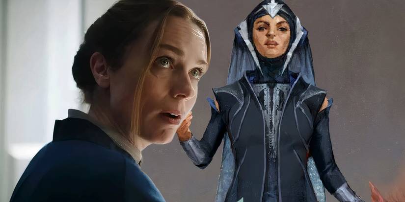 Kerry Condon as Fara in Skeleton Crew (2024) next to artwork of Lina Soh for Star Wars: The High Republic