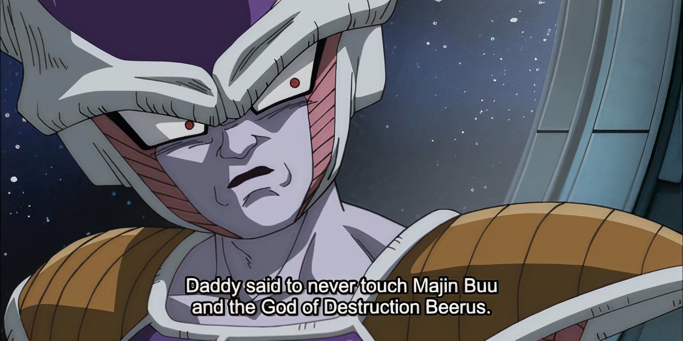 Frieza explaining that King Cold warned him about Buu and Beerus in Resurrection 'F'.