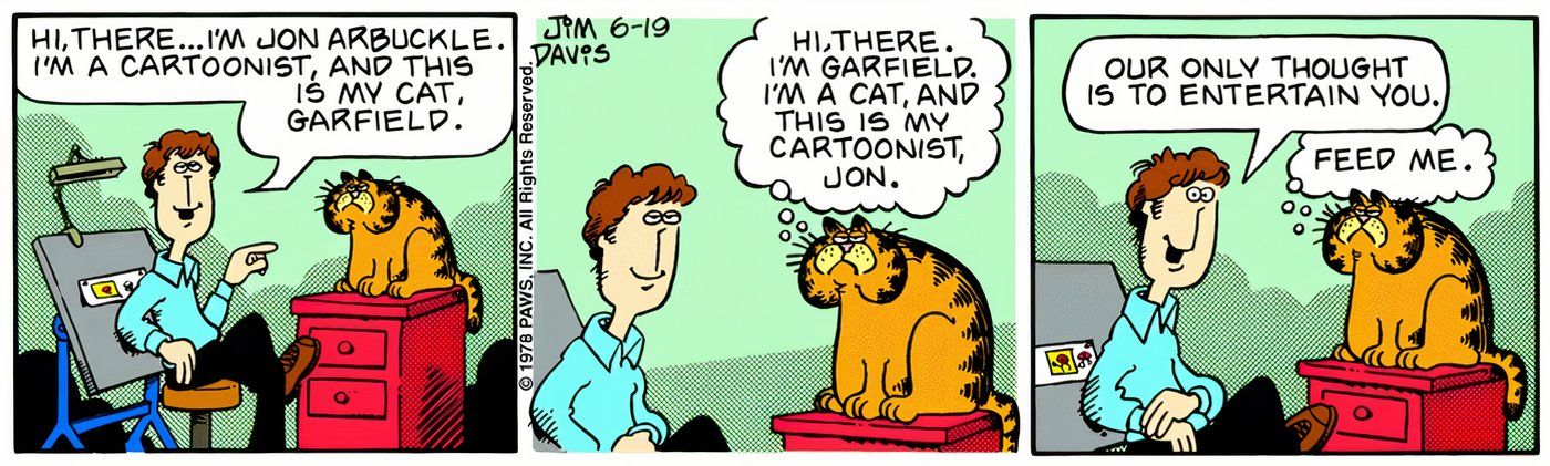 Garfield&rsquo;s very first comic strip.