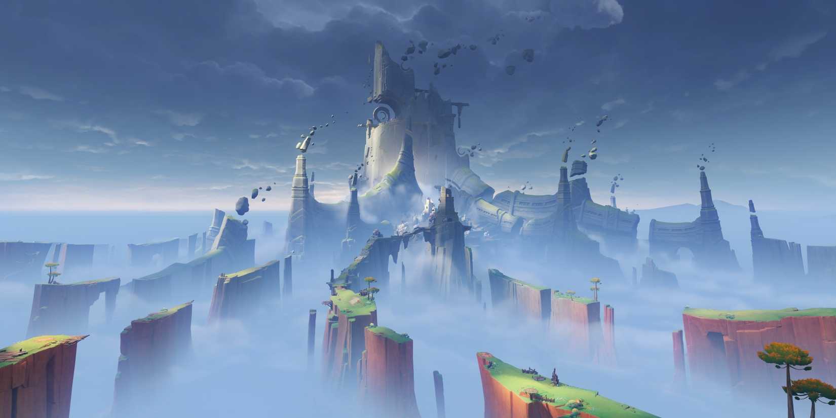 A series of broken paths lead to Ochkanatlan in Genshin Impact.