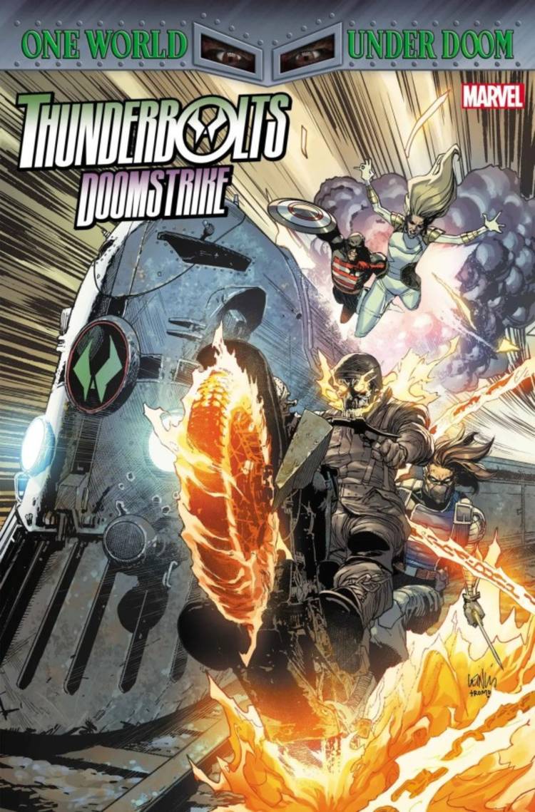 Thunderbolts: Doomstrike #2 cover featuring Ghost Rider '44 fighting alongside the other Thunderbolts members.