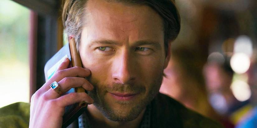 Glen Powell on the phone as Gary in Hit Man