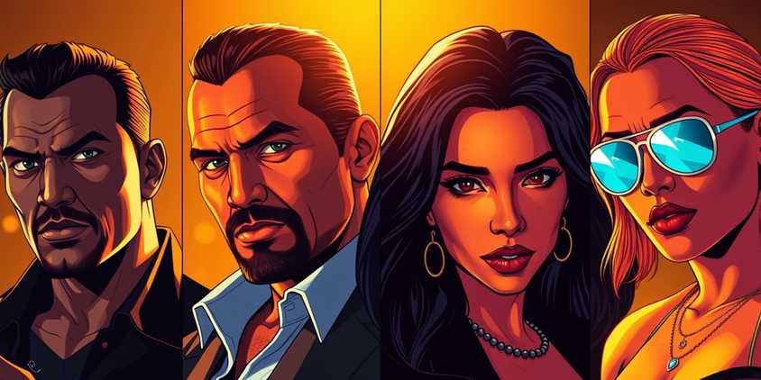 Grand Taking Ages VI Grand Theft Auto 6 Parody Image showing two males and two females looking at the viewer.