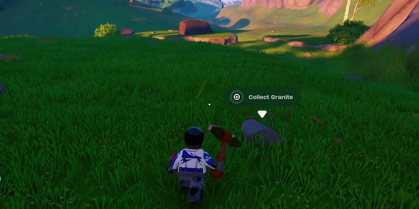 Finding Granite at a Grassland biome location in Lego Fortnite Odyssey