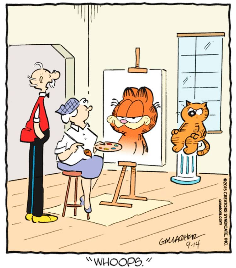 Heathcliff, September 14, 2024, a portrait artist accidentally paintd Garfield instead of Heathcliff