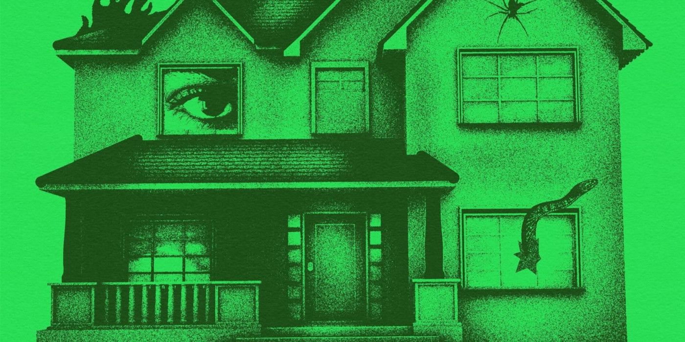 Green Home Model cover featuring a house with an eye in the window and bugs crawling on the outside