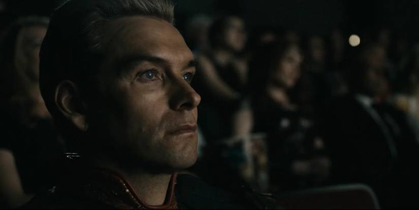 Homelander (Anthony Starr) looking angry in a movie theater in The Boys.