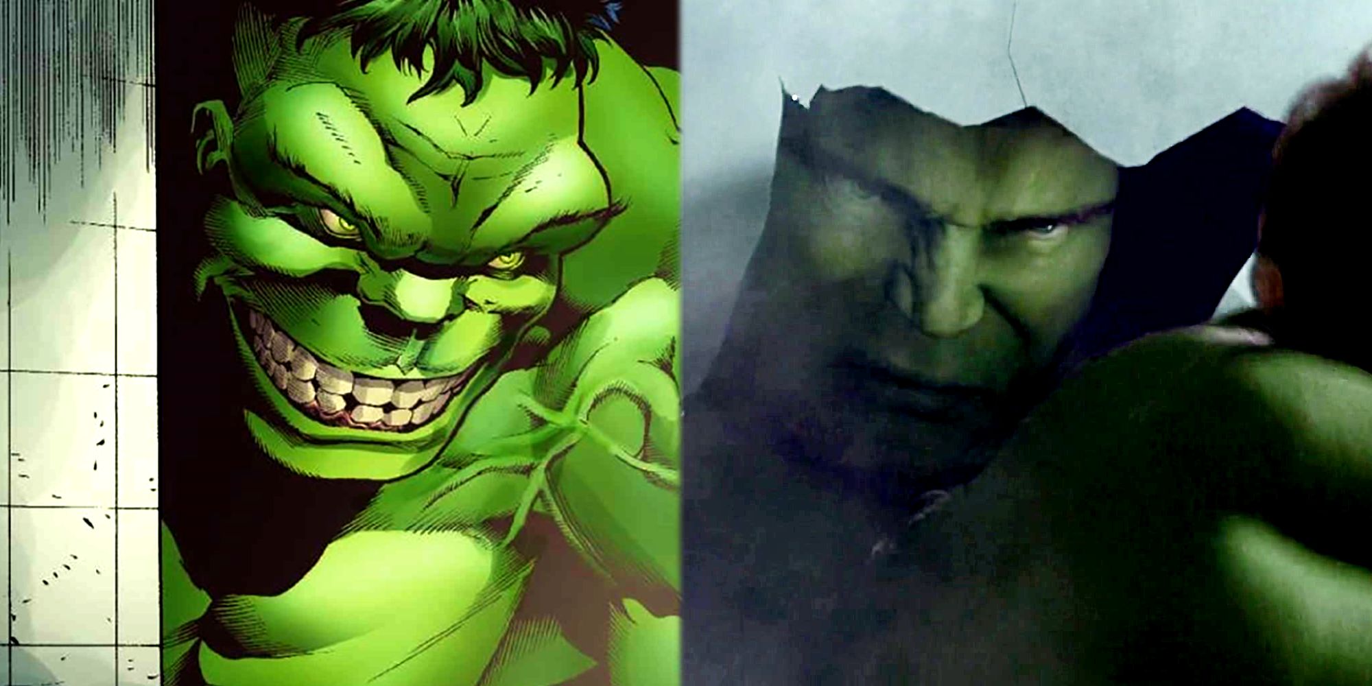 Hulk looks back at Bruce Banner through the mirror in Marvel Comics' Immortal Hulk and Ang Lee&rsquo;s 2003 Hulk movie