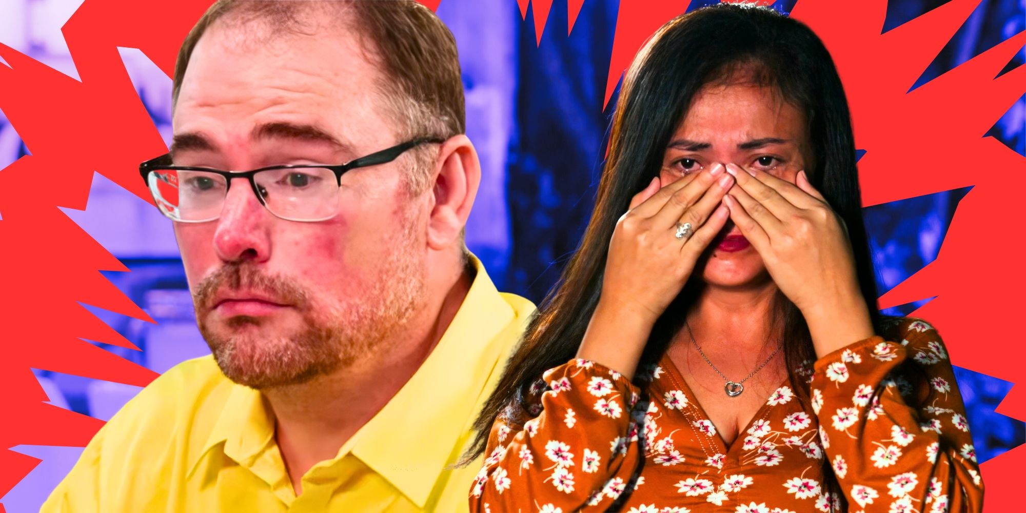 90 Day Fiancé’s David Dangerfield looks somber & Sheila Mangubat wipes tears away.