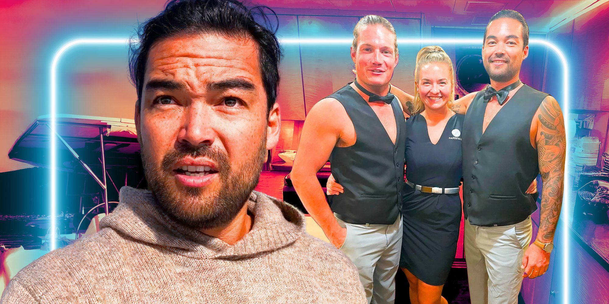 below deck sailing yacht montage of Colin Macrae with daisy and gary