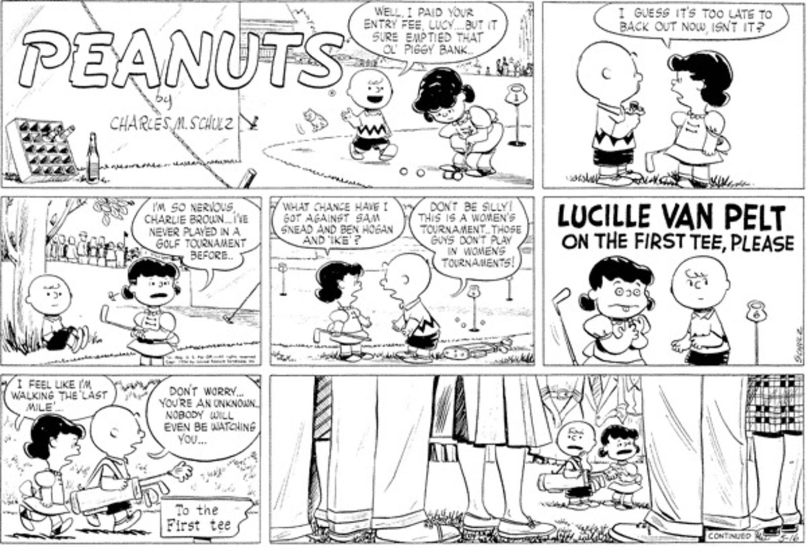 Lucy essaie de prendre le premier tee avec Charlie Brown comme cadet.