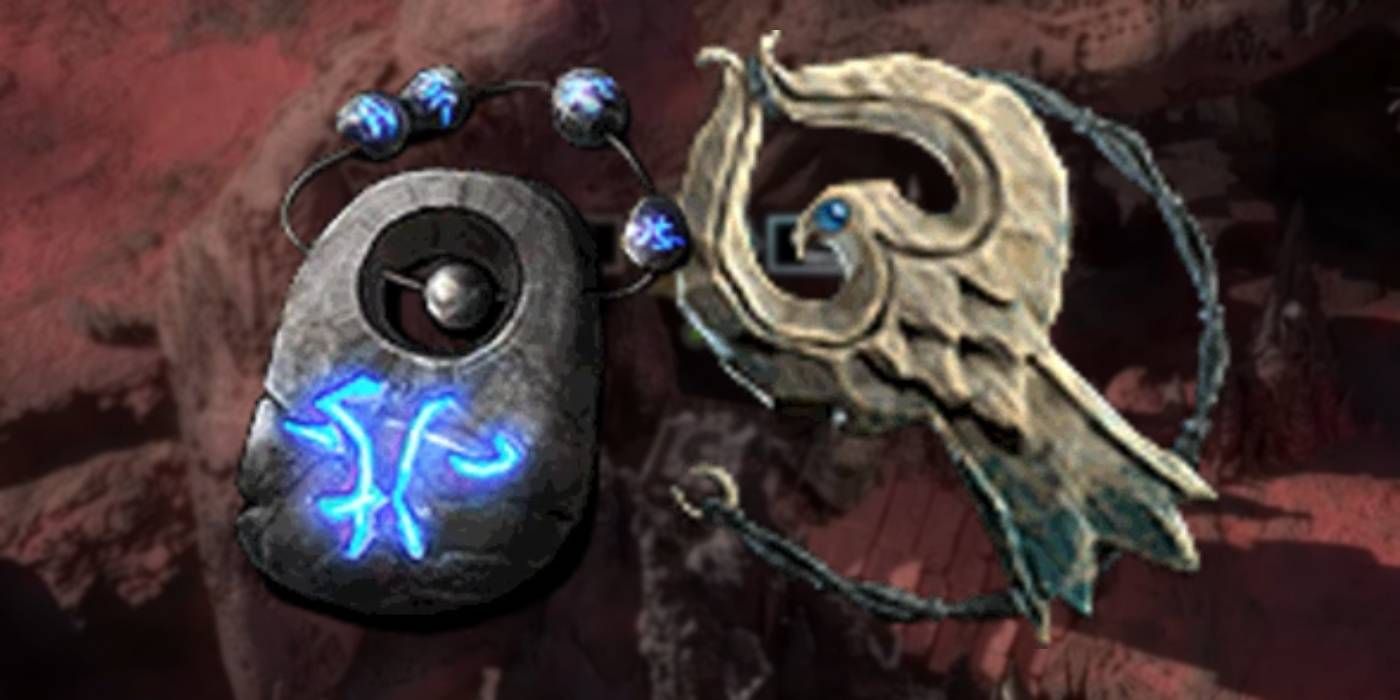 En Path of Exile 2, se combinan dos amuletos para proporcionar un efecto protector.