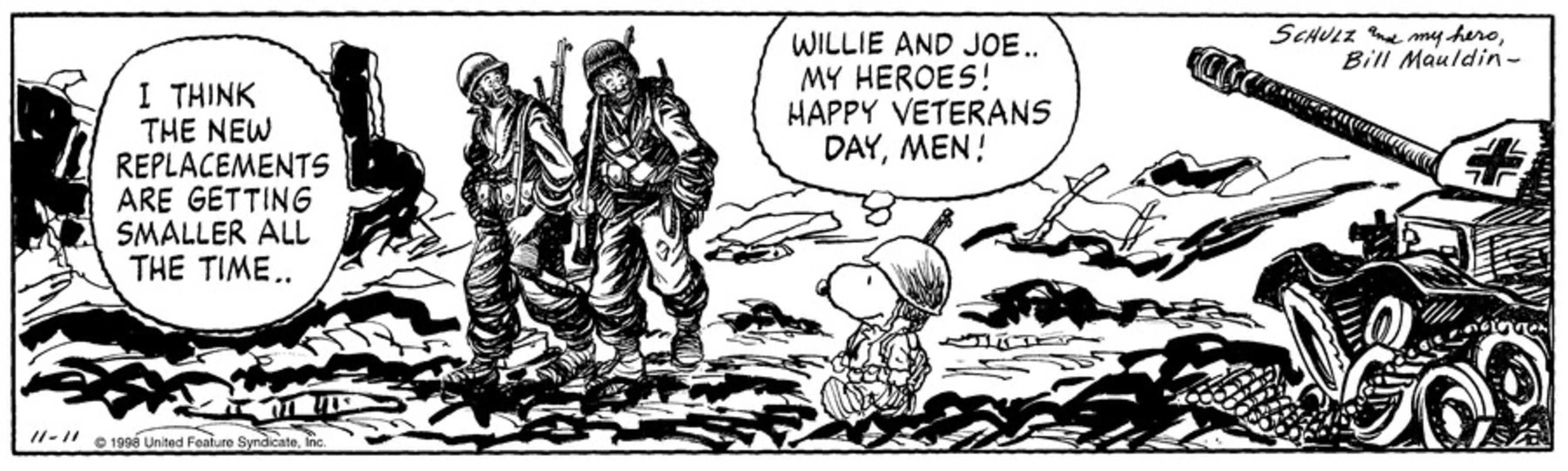 Snoopy dans la bande dessinée de guerre de Bill Maudlin.