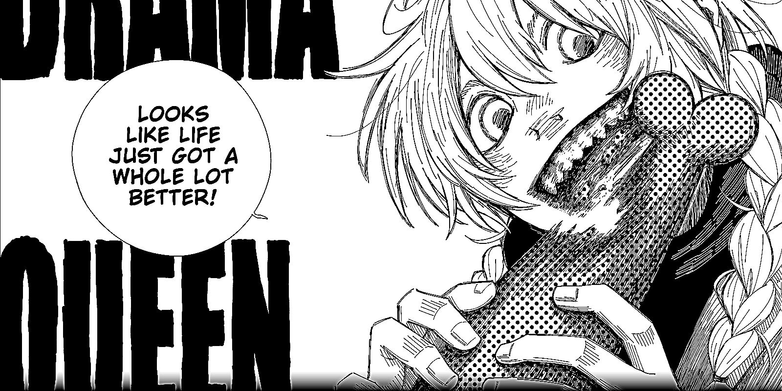 Image of Nomamoto taking a bite out of an alien leg from new Shonen Jump+ manga - Drama Queen