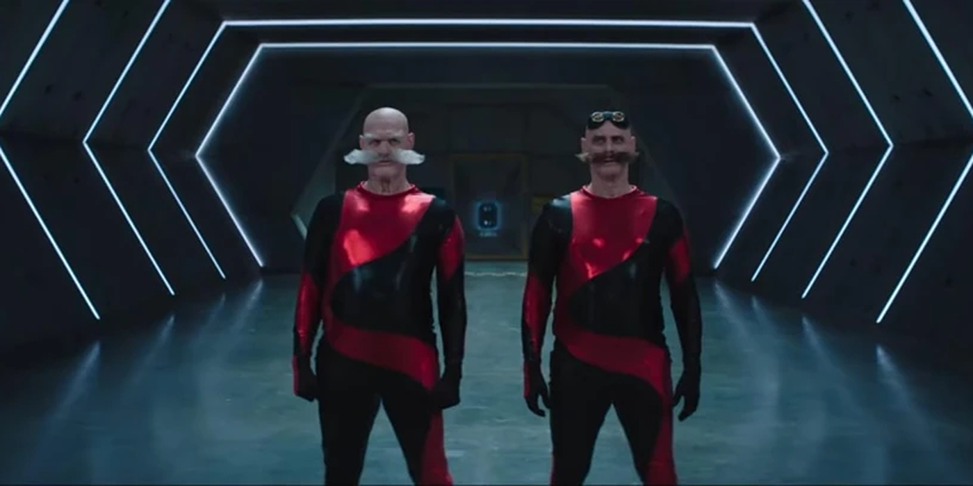 Doctors Ivo and Gerald Robotnik together in jumpsuits in Sonic the Hedgehog 3