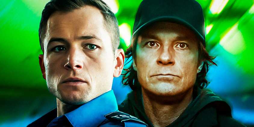Taron Egerton and Jason Bateman in Carry-on