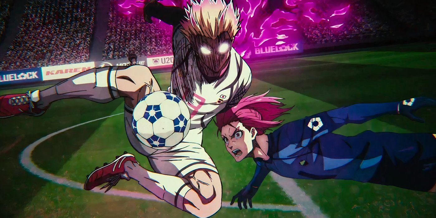 Ryusei Shido and Chigiri Hyoma fight for the ball in Blue Lock