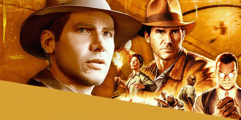 Indiana Jones And The Great Circle characters with cgi harrison ford in background
