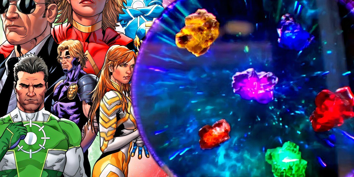 The Infinity Watch with the Infinity Stones next to them.