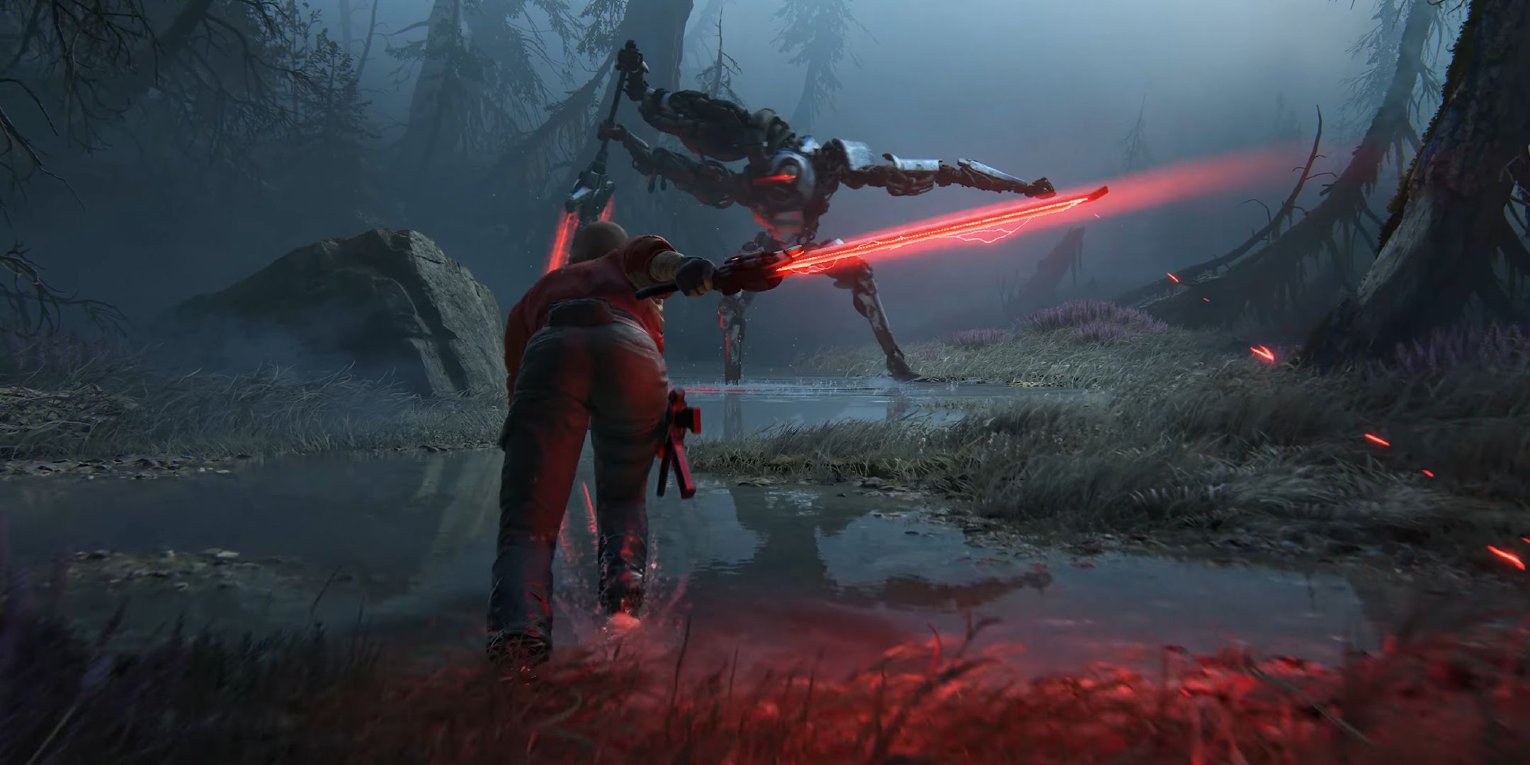 Intergalactic The Heretic Prophet combat scene with a character running toward a robot.